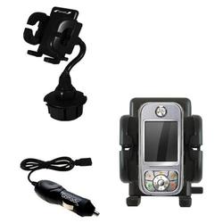 Gomadic Motorola A732 Auto Cup Holder with Car Charger - Uses TipExchange