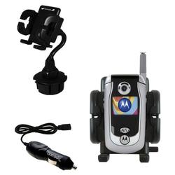 Gomadic Motorola A840 Auto Cup Holder with Car Charger - Uses TipExchange