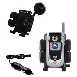 Gomadic Motorola A840 Auto Windshield Holder with Car Charger - Uses TipExchange