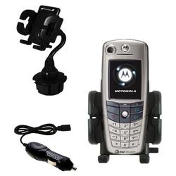 Gomadic Motorola A845 Auto Cup Holder with Car Charger - Uses TipExchange
