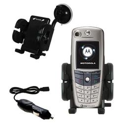 Gomadic Motorola A845 Auto Windshield Holder with Car Charger - Uses TipExchange