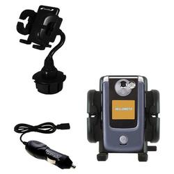 Gomadic Motorola A910 Auto Cup Holder with Car Charger - Uses TipExchange