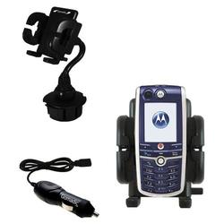 Gomadic Motorola C980 Auto Cup Holder with Car Charger - Uses TipExchange
