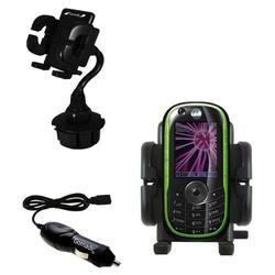 Gomadic Motorola E1060 Auto Cup Holder with Car Charger - Uses TipExchange