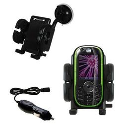 Gomadic Motorola E1060 Auto Windshield Holder with Car Charger - Uses TipExchange