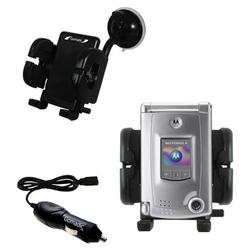 Gomadic Motorola MPx300 Auto Windshield Holder with Car Charger - Uses TipExchange