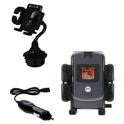 Gomadic Motorola RAZR V3c Auto Cup Holder with Car Charger - Uses TipExchange