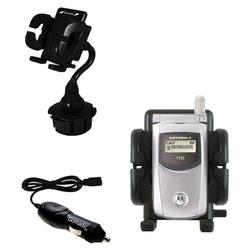 Gomadic Motorola T725e Auto Cup Holder with Car Charger - Uses TipExchange