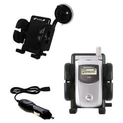 Gomadic Motorola T725e Auto Windshield Holder with Car Charger - Uses TipExchange