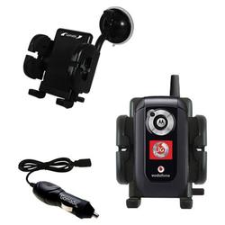 Gomadic Motorola V1050 Auto Windshield Holder with Car Charger - Uses TipExchange