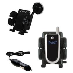 Gomadic Motorola V180 Auto Windshield Holder with Car Charger - Uses TipExchange