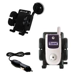 Gomadic Motorola V220 Auto Windshield Holder with Car Charger - Uses TipExchange