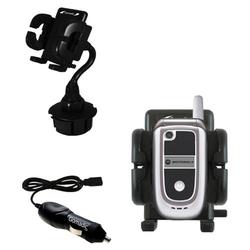 Gomadic Motorola V235 Auto Cup Holder with Car Charger - Uses TipExchange
