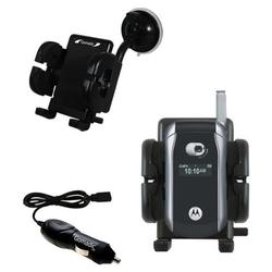 Gomadic Motorola V265 Auto Windshield Holder with Car Charger - Uses TipExchange