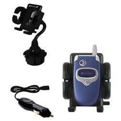 Gomadic Motorola V300 Auto Cup Holder with Car Charger - Uses TipExchange