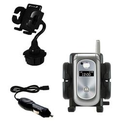 Gomadic Motorola V323i Auto Cup Holder with Car Charger - Uses TipExchange