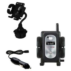Gomadic Motorola V325 Auto Cup Holder with Car Charger - Uses TipExchange