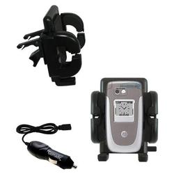 Gomadic Motorola V360 Auto Vent Holder with Car Charger - Uses TipExchange