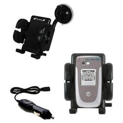Gomadic Motorola V360 Auto Windshield Holder with Car Charger - Uses TipExchange
