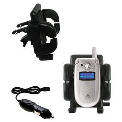 Gomadic Motorola V400 Auto Vent Holder with Car Charger - Uses TipExchange