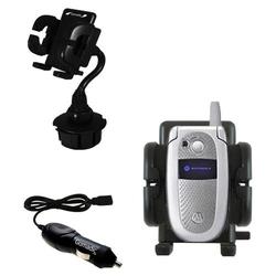 Gomadic Motorola V500 Auto Cup Holder with Car Charger - Uses TipExchange