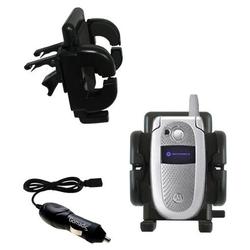 Gomadic Motorola V500 Auto Vent Holder with Car Charger - Uses TipExchange