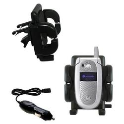 Gomadic Motorola V525 Auto Vent Holder with Car Charger - Uses TipExchange