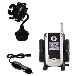 Gomadic Motorola V710 Auto Cup Holder with Car Charger - Uses TipExchange
