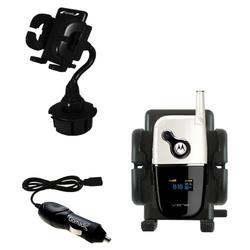 Gomadic Motorola V872 Auto Cup Holder with Car Charger - Uses TipExchange
