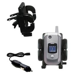 Gomadic Motorola V975 Auto Vent Holder with Car Charger - Uses TipExchange