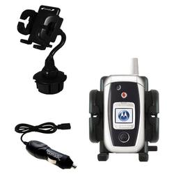 Gomadic Motorola V980 Auto Cup Holder with Car Charger - Uses TipExchange
