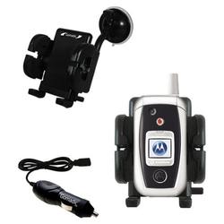 Gomadic Motorola V980 Auto Windshield Holder with Car Charger - Uses TipExchange