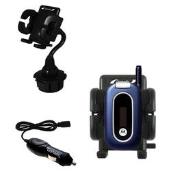 Gomadic Motorola W315 Auto Cup Holder with Car Charger - Uses TipExchange