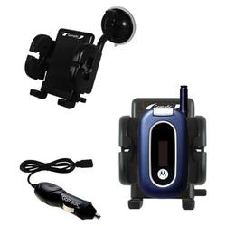 Gomadic Motorola W315 Auto Windshield Holder with Car Charger - Uses TipExchange