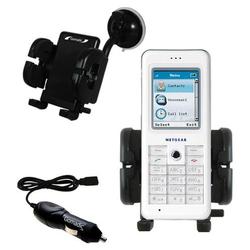 Gomadic Netgear Skype Phone SPH101 Auto Windshield Holder with Car Charger - Uses TipExchange