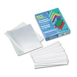 C-Line Products, Inc. No Punch Report Covers, 50 Clear Poly Covers & 50 White Binding Bars/Box