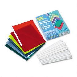 C-Line Products, Inc. No Punch Report Covers for 11x8 1/2 Sheets, 50 Asstd Covers & 50 White Bars/Box
