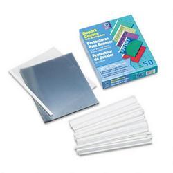 C-Line Products, Inc. No Punch Report Covers for 11x8 1/2 Sheets, 50 Clear Covers & 50 White Bars/Box
