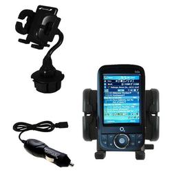 Gomadic O2 XDA Life Auto Cup Holder with Car Charger - Uses TipExchange