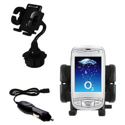 Gomadic O2 XDA Mini Pro Auto Cup Holder with Car Charger - Uses TipExchange