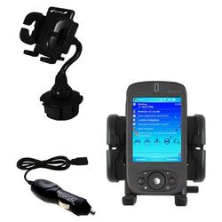 Gomadic O2 XDA Neo Auto Cup Holder with Car Charger - Uses TipExchange
