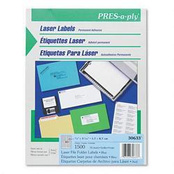 Avery-Dennison PRES A Ply File Folder Laser Label, 2/3 X 3 7/16 Inch, Blue, 1500 per box