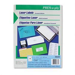 Avery-Dennison PRES A Ply File Folder Laser Label, 2/3 X 3 7/16 Inch, White, 1500 per box