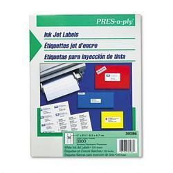 Avery-Dennison PRES A Ply InkJet Address Labels, 30 Up, 2 5/8 x1 , White, 3000/box