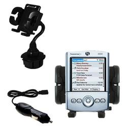 Gomadic PalmOne Tungsten T2 Auto Cup Holder with Car Charger - Uses TipExchange