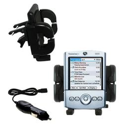 Gomadic PalmOne Tungsten T2 Auto Vent Holder with Car Charger - Uses TipExchange