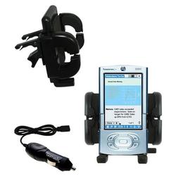 Gomadic PalmOne Tungsten T3 Auto Vent Holder with Car Charger - Uses TipExchange