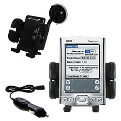 Gomadic PalmOne Tungsten T5 Auto Windshield Holder with Car Charger - Uses TipExchange