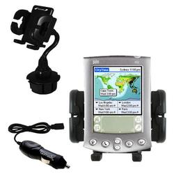 Gomadic PalmOne m500 Auto Cup Holder with Car Charger - Uses TipExchange