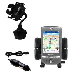 Gomadic Pharos GPS 525E Auto Cup Holder with Car Charger - Uses TipExchange